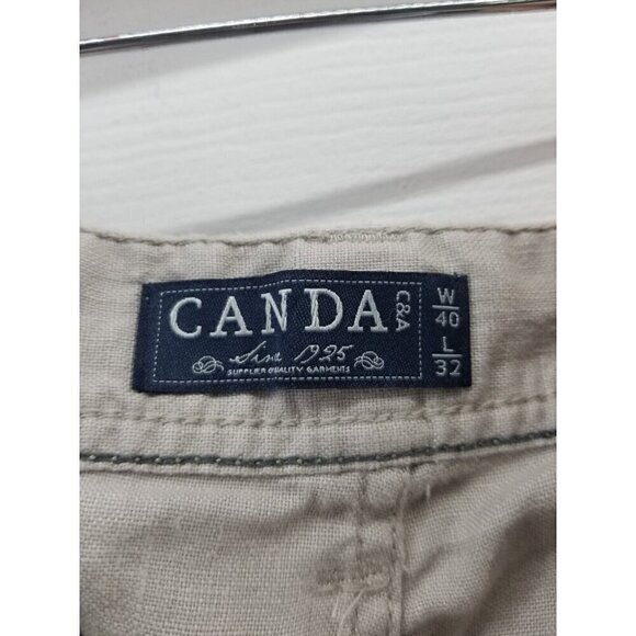C & A Straight Fit Linen Beige Pants 40 X 32 - Picture 5 of 9